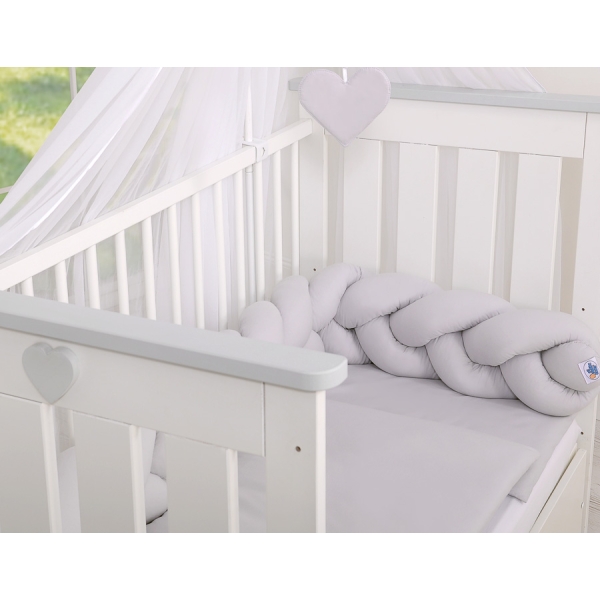 Tour de Lit Bébé Tressé Fille et Garçon Gris