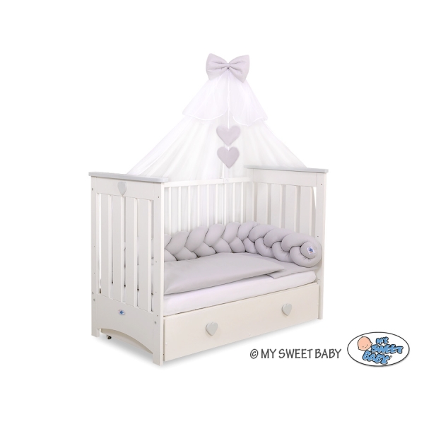 Tour de Lit Bébé Tressé Fille et Garçon Gris