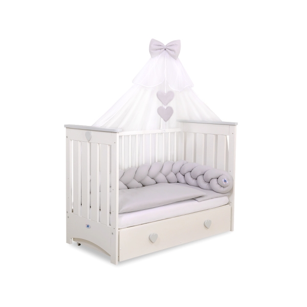 Tour de Lit Bébé Tressé Fille et Garçon Gris