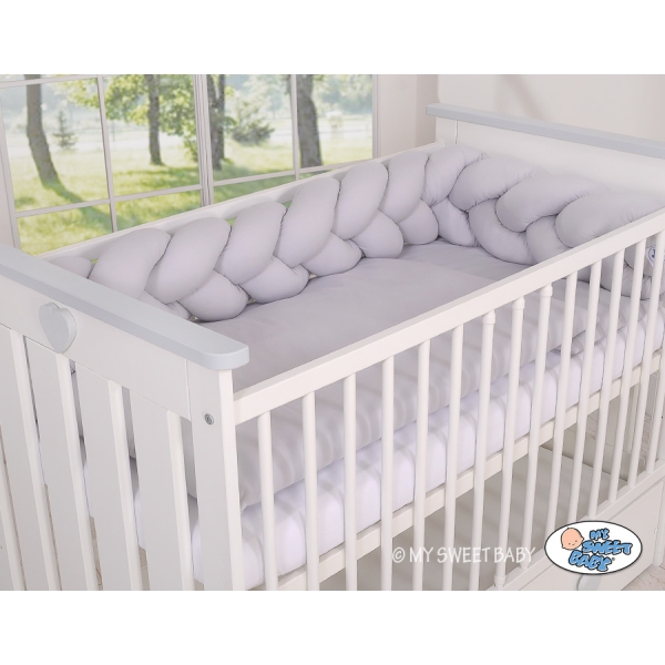 Tour de Lit Bébé Tressé Fille et Garçon Gris
