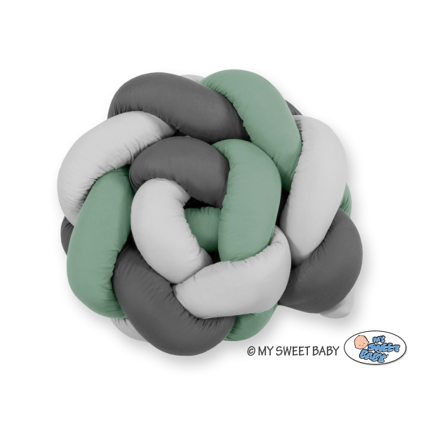 Tour de Lit Bébé Tressé Fille et Garçon Gris Vert Pastel Anthracite