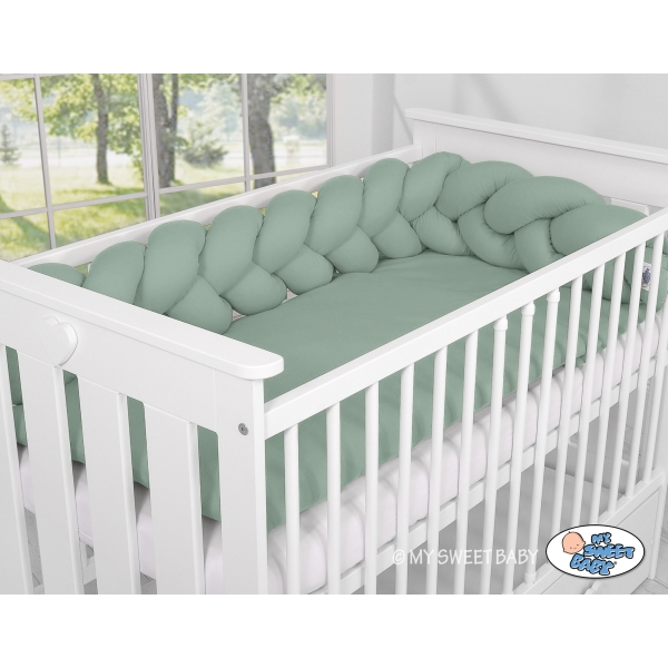 Tour de Lit Bébé Tressé Fille et Garçon Vert Pastel