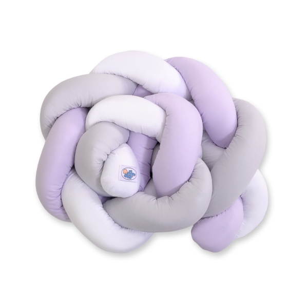 Tour de Lit Bébé Tressé  OEKO-TEX Blanc Gris Lila