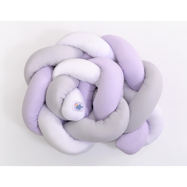 Tour de Lit Bébé Tressé  OEKO-TEX Blanc Gris Lila