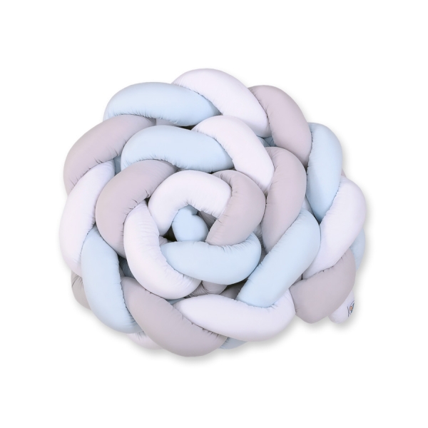 Tour de Lit Bébé Tressé XXL Blanc Gris Bleu