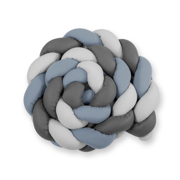 Tour de Lit Bébé Tressé XXL Gris Anthracite Bleu Pastel
