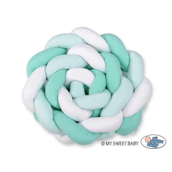 Tour de Lit Bébé Tressé XXL Menthe Blanc