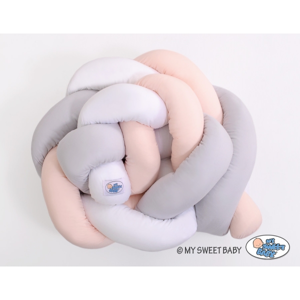 Tour de Lit pour Bébé à Nœuds 180 cm  Blanc Gris