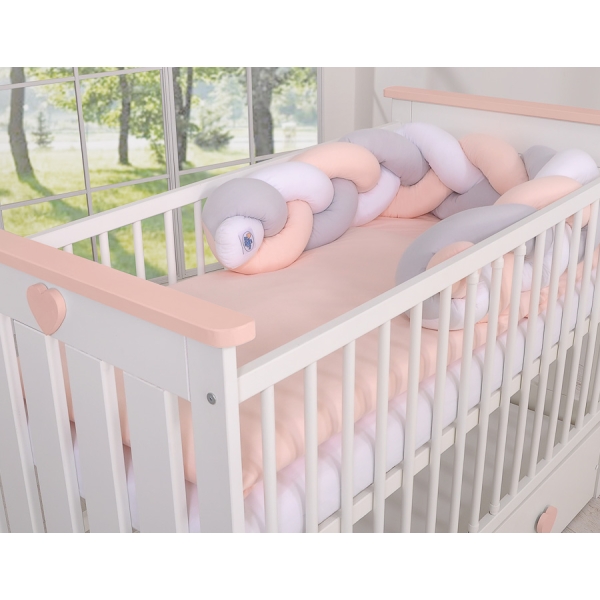 Tour de Lit pour Bébé à Nœuds 180 cm  Blanc Gris