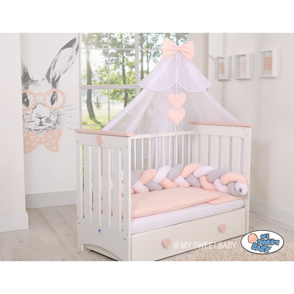 Tour de Lit pour Bébé à Nœuds 180 cm  Blanc Gris
