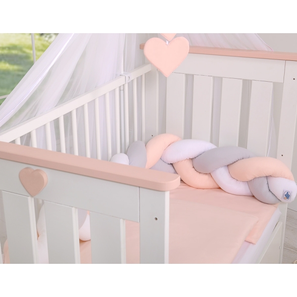 Tour de Lit pour Bébé à Nœuds 180 cm  Blanc Gris
