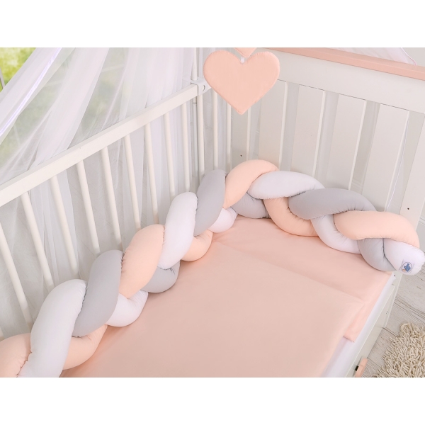 Tour de Lit pour Bébé à Nœuds 180 cm  Blanc Gris