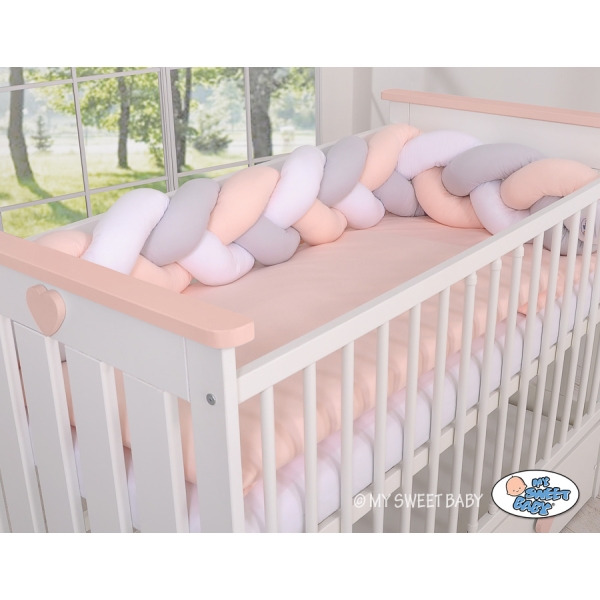 Tour de Lit pour Bébé à Nœuds 180 cm  Blanc Gris