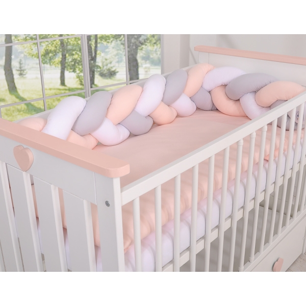 Tour de Lit pour Bébé à Nœuds 180 cm  Blanc Gris