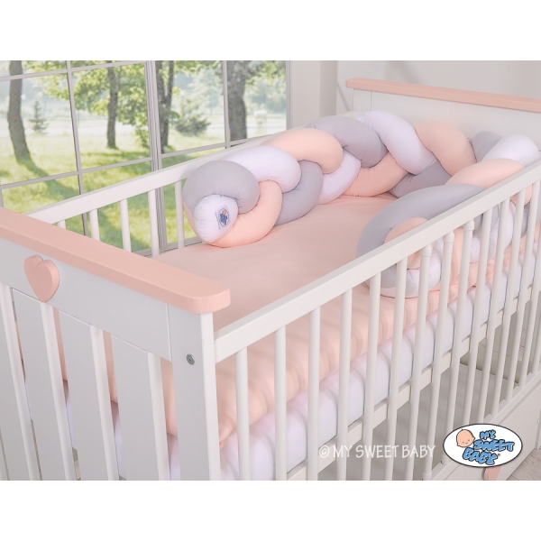 Tour de Lit pour Bébé à Nœuds 180 cm  Blanc Gris