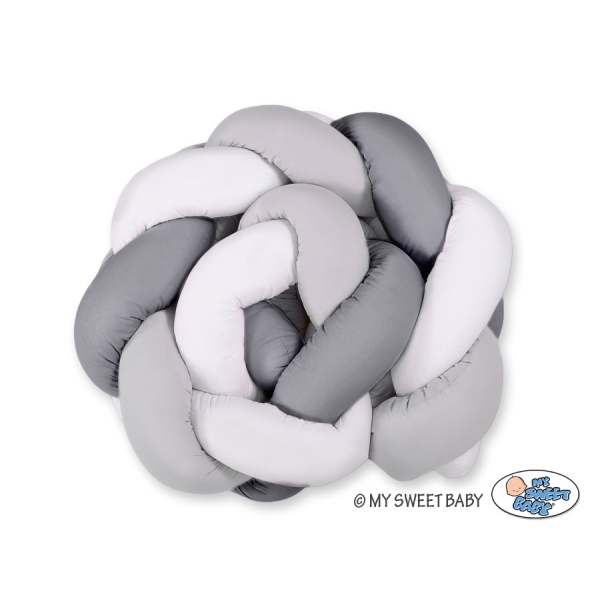 Tour de Lit pour Bébé à Nœuds 180 cm  Blanc Gris Anthracite