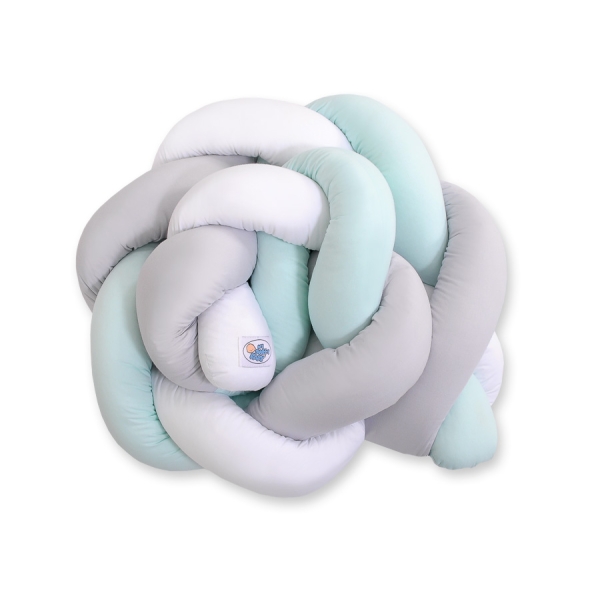 Tour de Lit Tressé 1,8m Menthe Blanc Gris