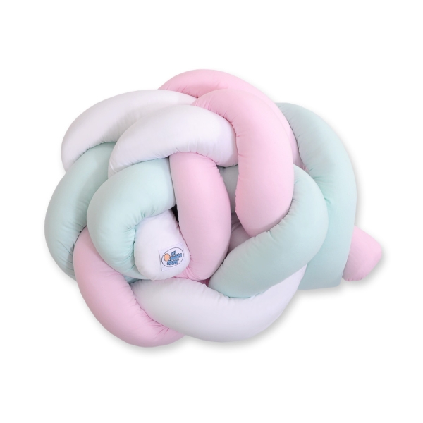 Tour de Lit Tressé 1,8m Menthe Rose Blanc