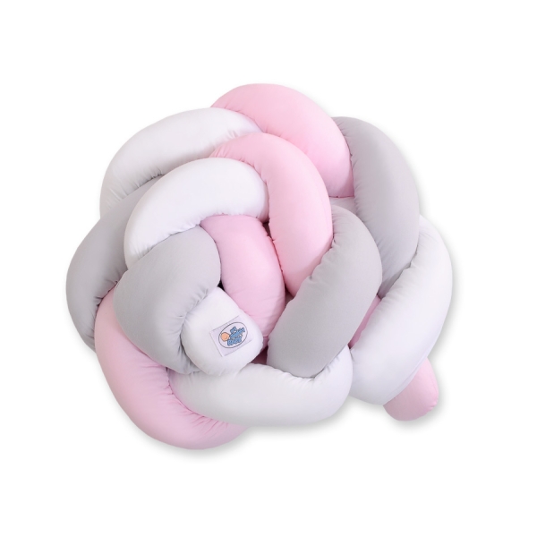 Tour de Lit Tressé 1,8m Rose Blanc Gris
