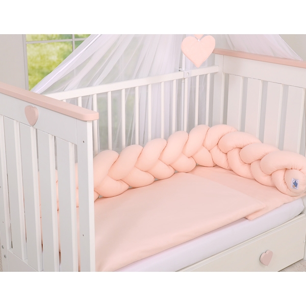 Tour de Lit Tressé 1,8m Rose Poudré