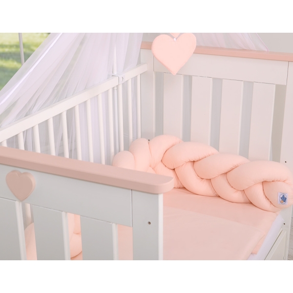 Tour de Lit Tressé 1,8m Rose Poudré