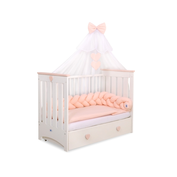 Tour de Lit Tressé 1,8m Rose Poudré