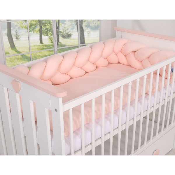 Tour de Lit Tressé 1,8m Rose Poudré