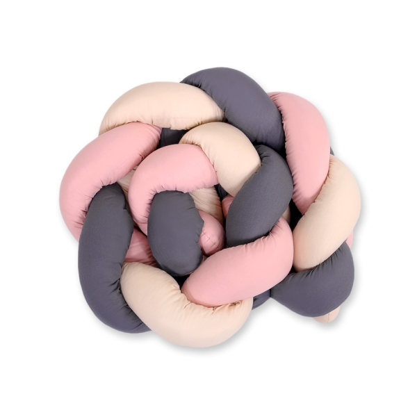 Tour de Lit Tressé 180 cm Beige Anthracite Rose Poussiéreux