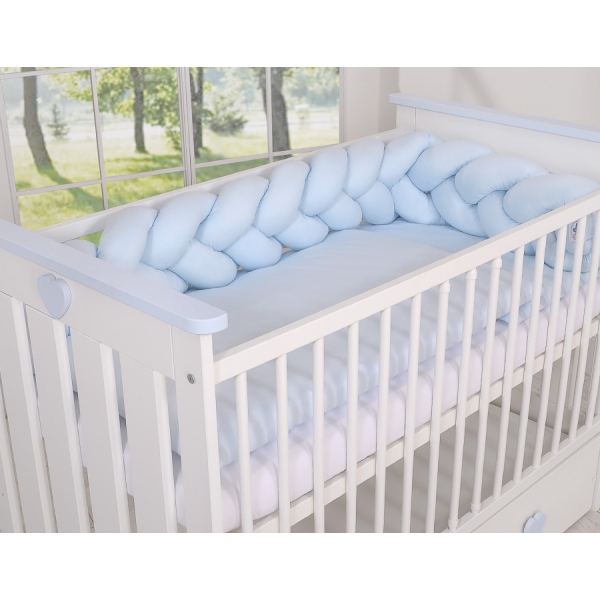 Tour de Lit Tressé 180 cm Bleu pour Garçon
