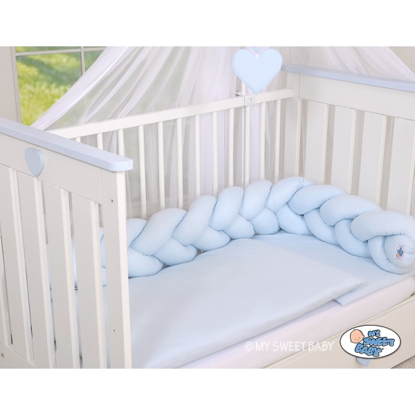 Tour de Lit Tressé 180 cm Bleu pour Garçon