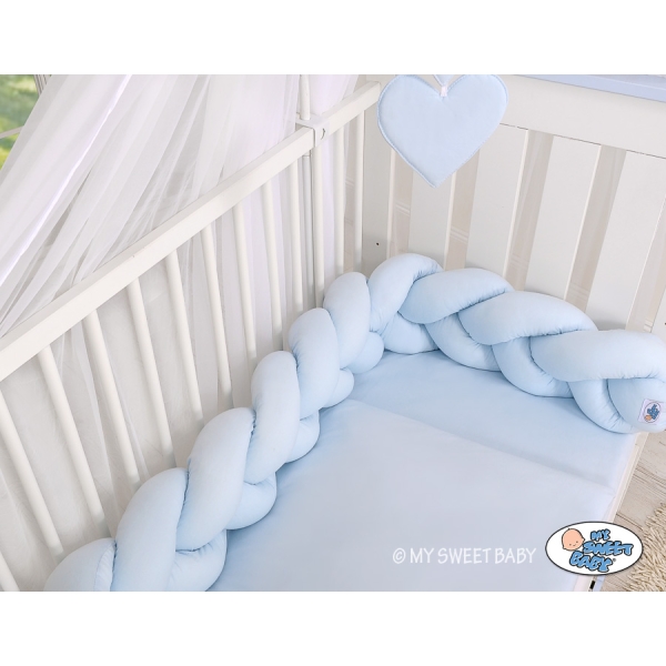 Tour de Lit Tressé 180 cm Bleu pour Garçon