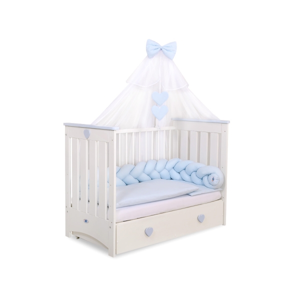 Tour de Lit Tressé 180 cm Bleu pour Garçon