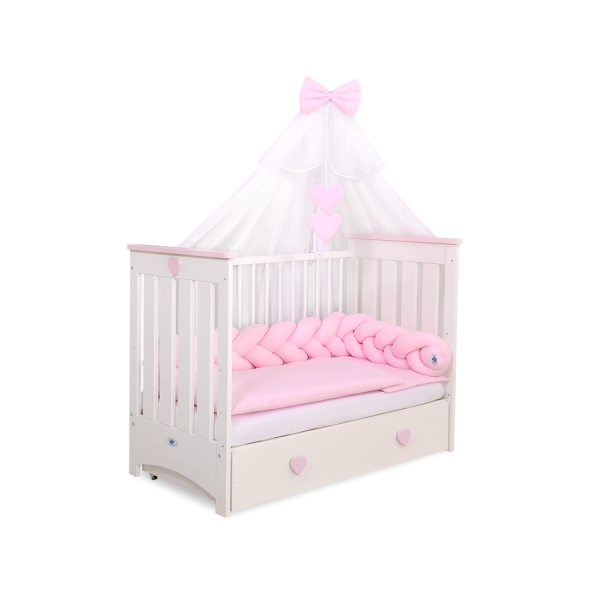 Tour de Lit Tressé 180 cm Rose Rose