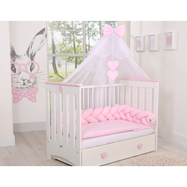 Tour de Lit Tressé 180 cm Rose Rose