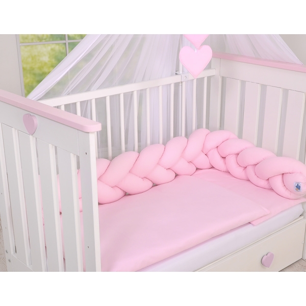 Tour de Lit Tressé 180 cm Rose Rose