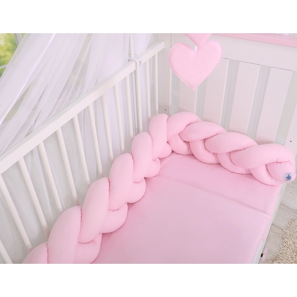 Tour de Lit Tressé 180 cm Rose Rose
