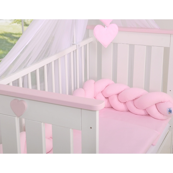 Tour de Lit Tressé 180 cm Rose Rose