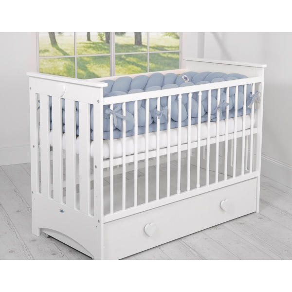 Tour de Lit Tressé Bleu Pastel 3,6 m
