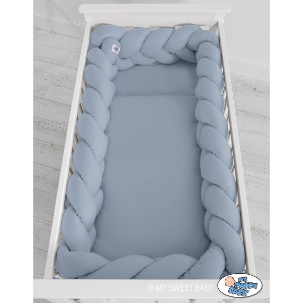 Pare choc lit bébé Tressé  bleu pastel