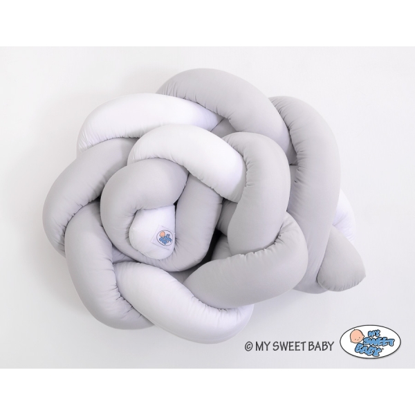 Tour de Lit Tressé Pare Chocs Blanc Gris