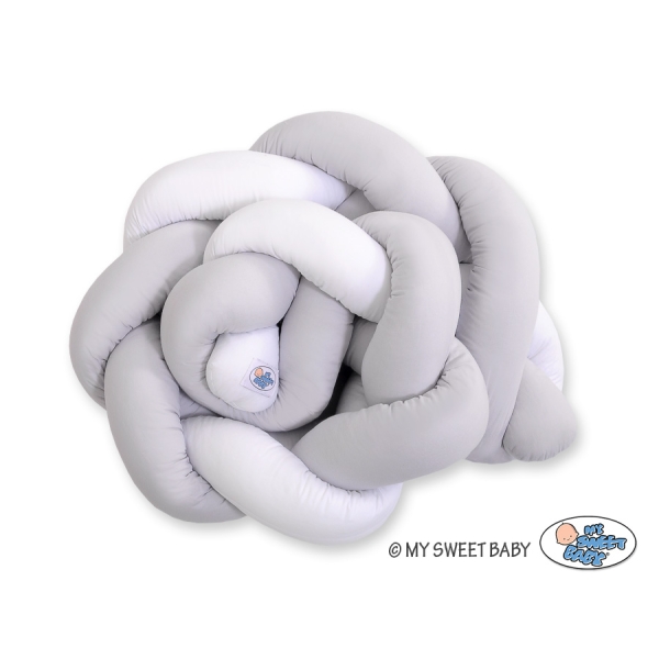 Tour de Lit Tressé Pare Chocs Blanc Gris