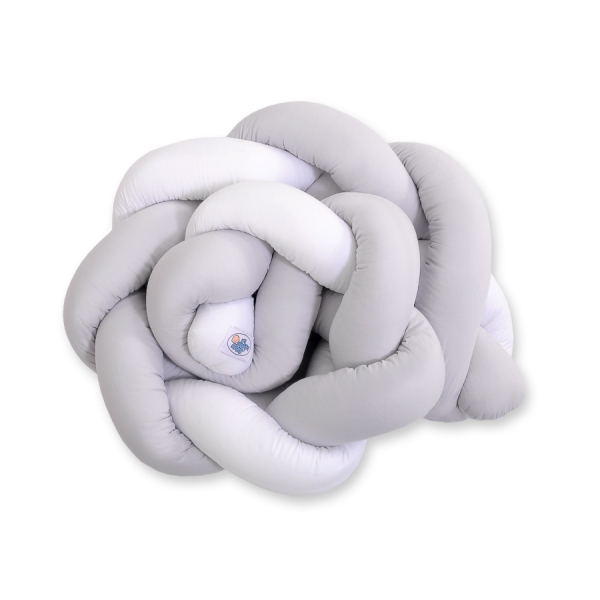 Tour de Lit Tressé Pare Chocs Blanc Gris