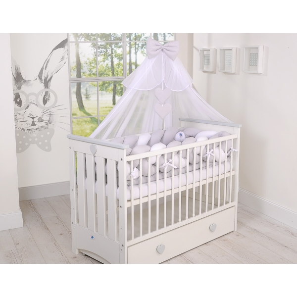Tour de Lit Tressé pour Bébé 3,6m Blanc Gris