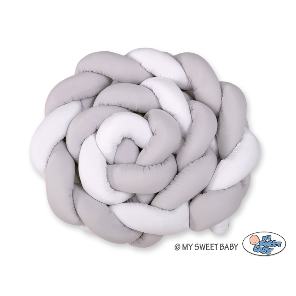 Tour de Lit Tressé pour Bébé 3,6m Blanc Gris