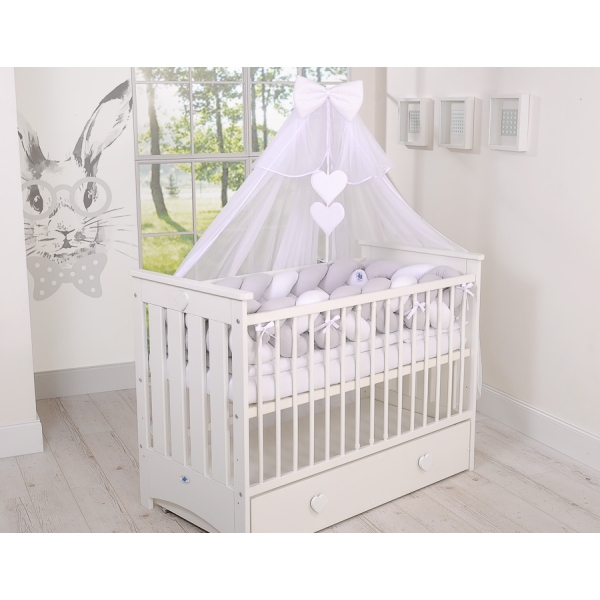Tour de Lit Tressé pour Bébé 3,6m Blanc Gris