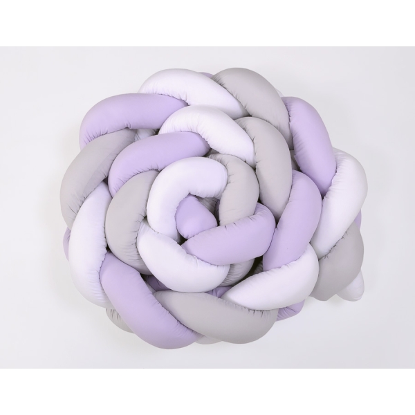 Tour de Lit Tressé pour Bébé 3,6m Blanc Gris Lila