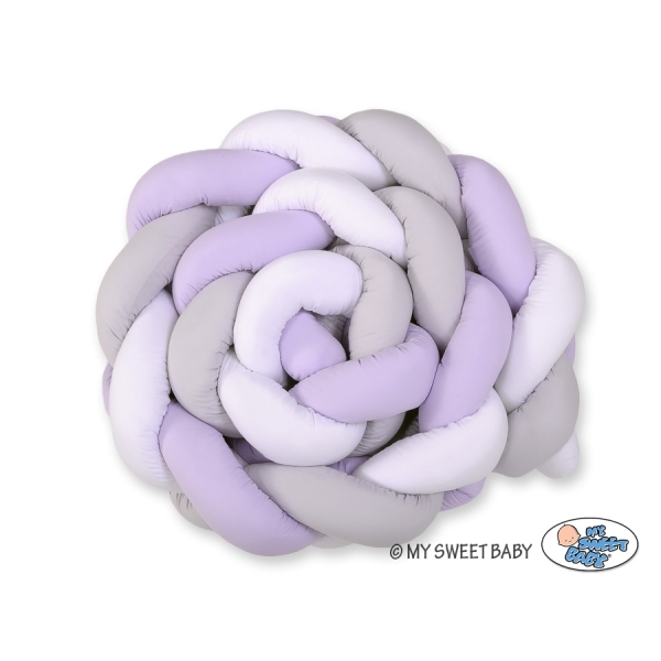 Tour de Lit Tressé pour Bébé 3,6m Blanc Gris Lila