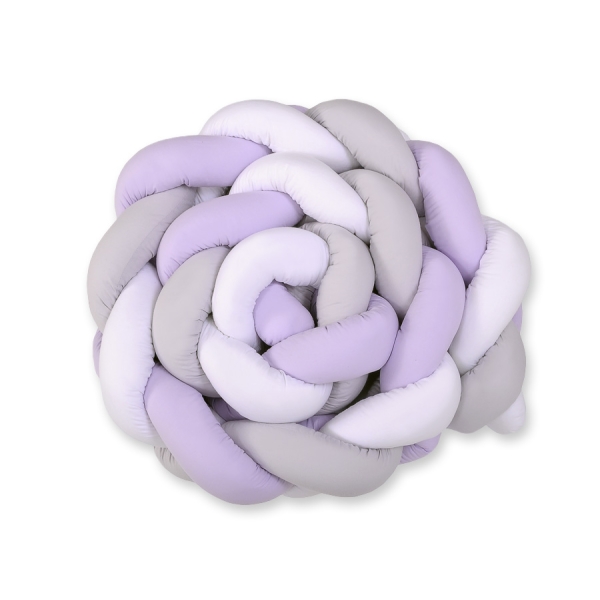 Tour de Lit Tressé pour Bébé 3,6m Blanc Gris Lila