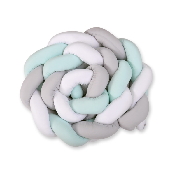 Tour de Lit Tressé pour Bébé 3,6m Menthe Blanc Gris