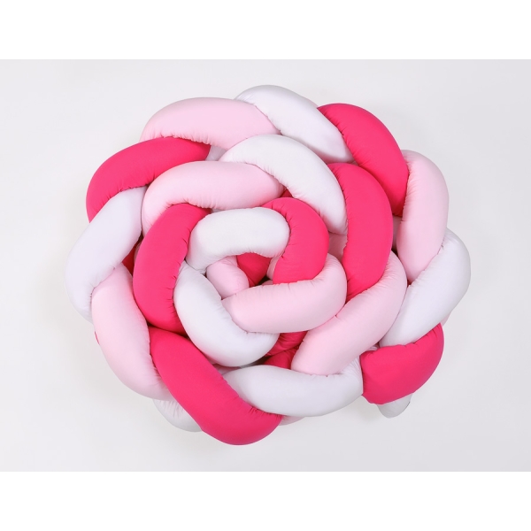 Tour de Lit Tressé pour Bébé 3,6m Rose Blanc
